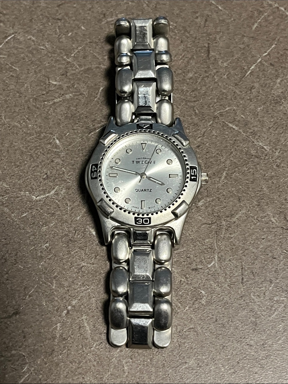 Men’s TWELVE Silver-Tone Quartz Bracelet Watch - needs battery